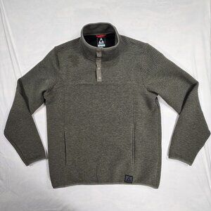 Gerry Mens Green Ribbed Pullover Sweater 1/4 Snap Long Sleeve Pocket Size Large